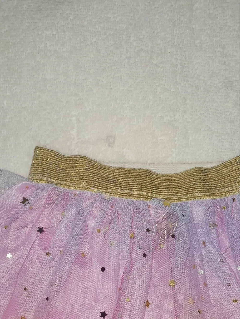 Girls Pastel Rainbow Tulle Skater Skirt with Gold Waistband
